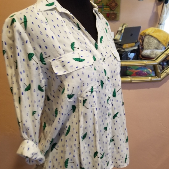 Anthropologie Maeve Long Sleeve Umbrella Raindrop Top - Picture 5 of 13